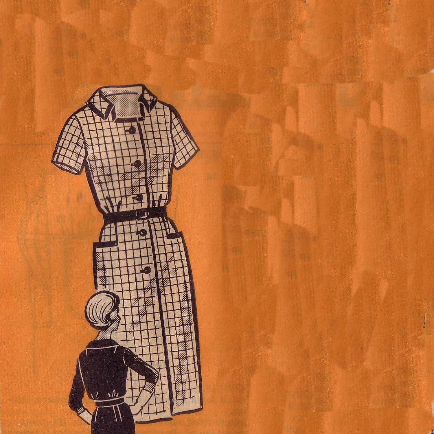 60s Day Dress with Pockets 43-37.5-47 XXL mail order mad men
