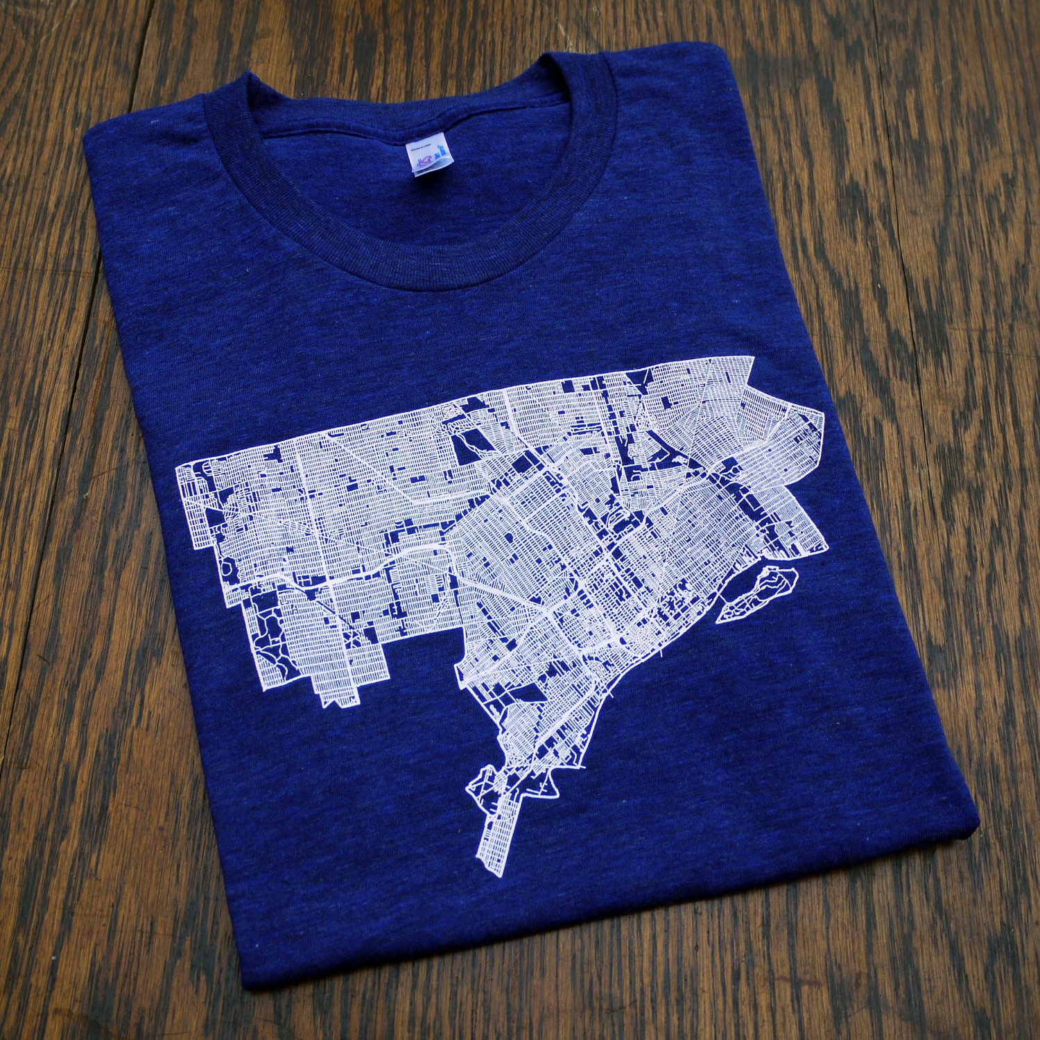 Detroit Map Silkscreened T-Shirt (Sizes: XS,S,M,L,XL,2XL)
