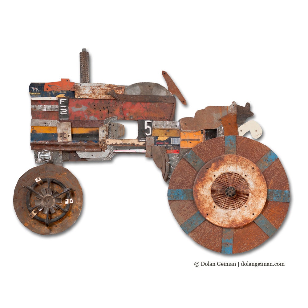 Tractor Gift for Him, Salvaged Metal, The Farmer Collection, Made to Order Wall Art