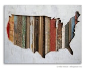 United States Map Original Art on Wood, American Souvenir Collection (Small) Made to Order