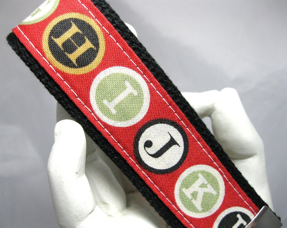 Wristlet Keychain Key Fob Red Type Letters