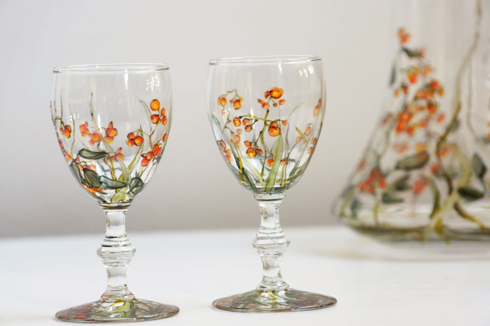 ready to ship - Wine Set for 2 - Fall Berries Collection
