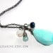 Sea Stories - Guitar string pendant necklace with opal chalcedony moonstone