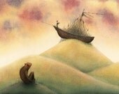 Not Swiftly As I Rose Before 5 x 7 fine art giclee print reproduction of an original watercolor and ink painting