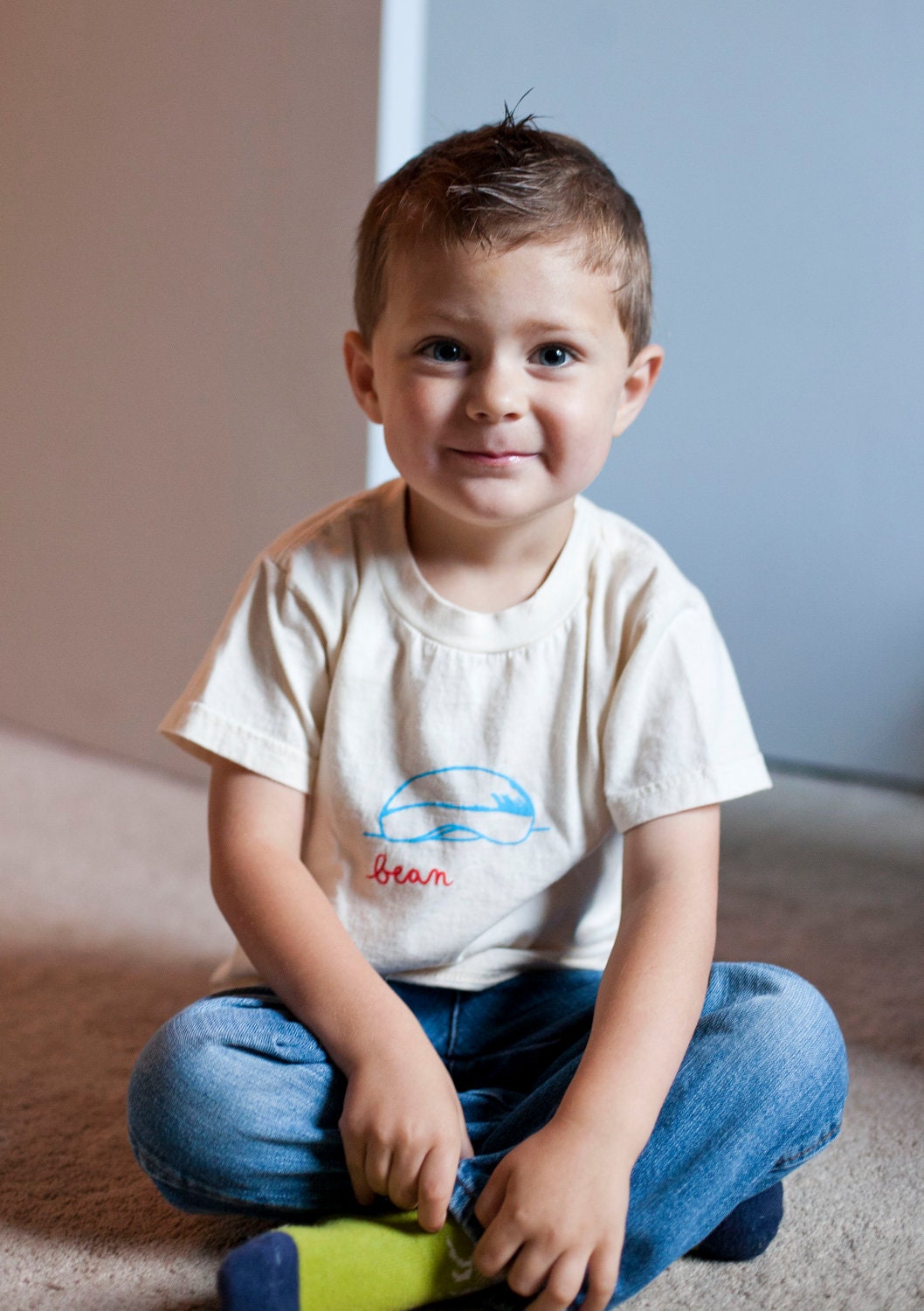 CHICAGO BEAN blue and red on natural  3T 4T Toddler Tee