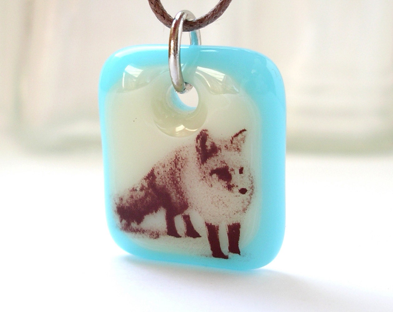 Snow Fox Pendant. Woodland Jewelry. An Art Glass Necklace.