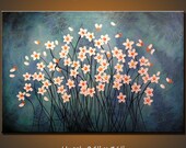 Original Large Abstract Painting Textured Impasto Contemporary Floral.... 24 x 36 ... Please close ups of texture