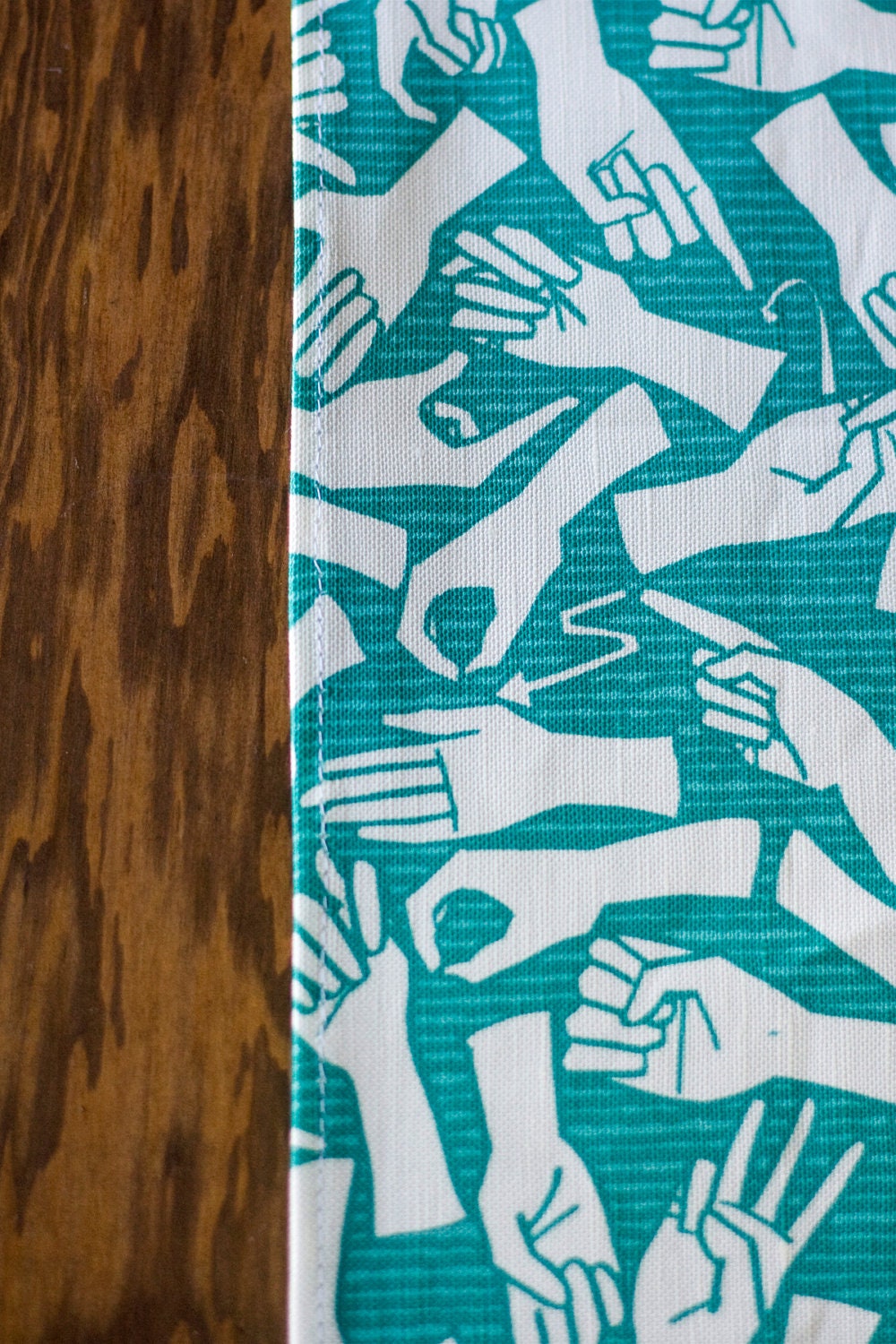 American Sign Language ASL Tea Towel - Linen / Cotton AQUA