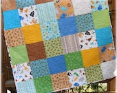 Baby Boy Quilt Zoofari Big Block Patchwork  Custom Made to order