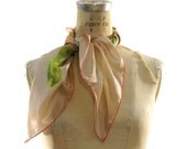 50s Silk Floral Scarf / Bird Print / Large Square