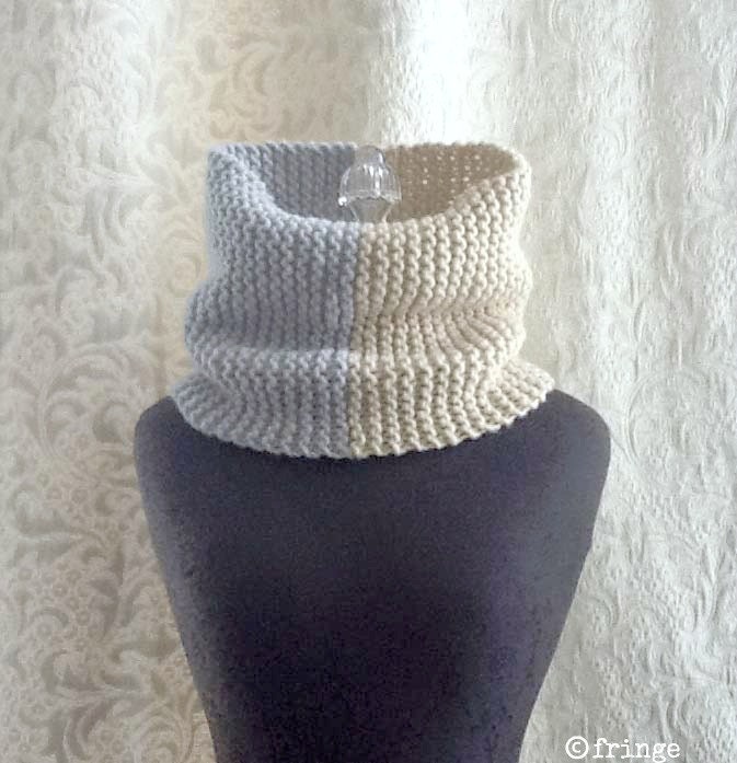 Half & Half Cowl - Knit Luxury Cowl - Dove Grey and Tan