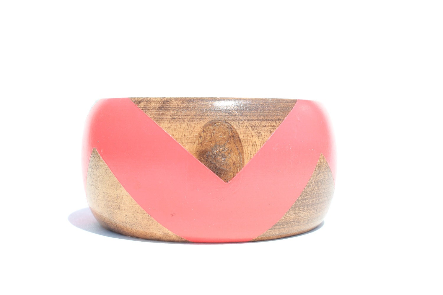 Neon Red Stained Wood Bangle- S - XL