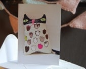 Greeting Card featuring image of textile cat called Elsie
