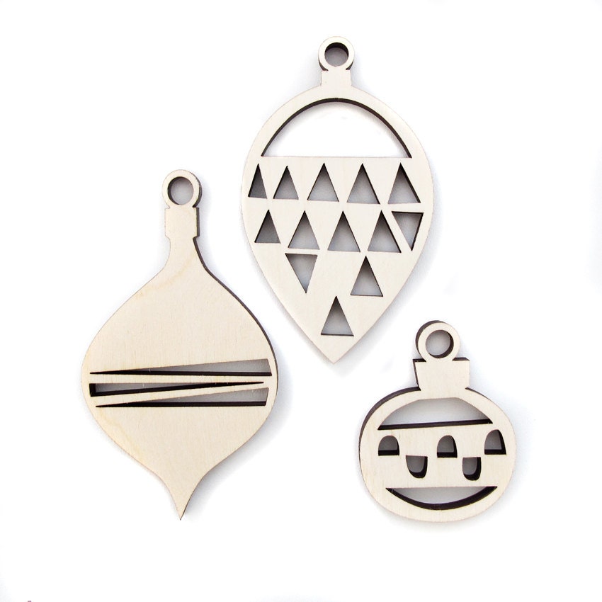 Baubles - lasercut birch ply tree decorations