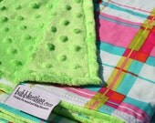 Summer - Minky Blanket - Baby Girl Blanket - Bright Colors - Pink - Lime Green