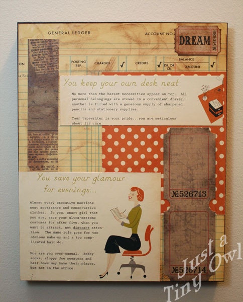 You Keep Your Desk Neat Mixed Media Collage on 8x10 Wooden Arist Panel