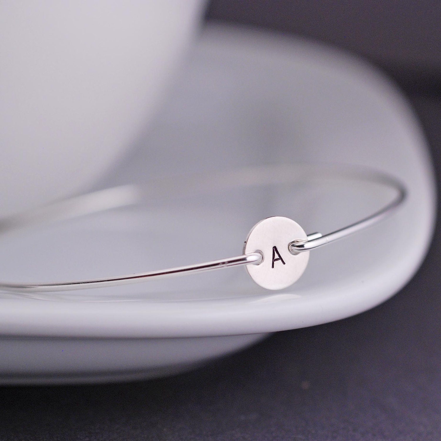 Bangle Bracelet, Monogrammed Jewelry, Personalized Bracelet, Initial Jewelry, Custom Sterling Silver Initial Bangle