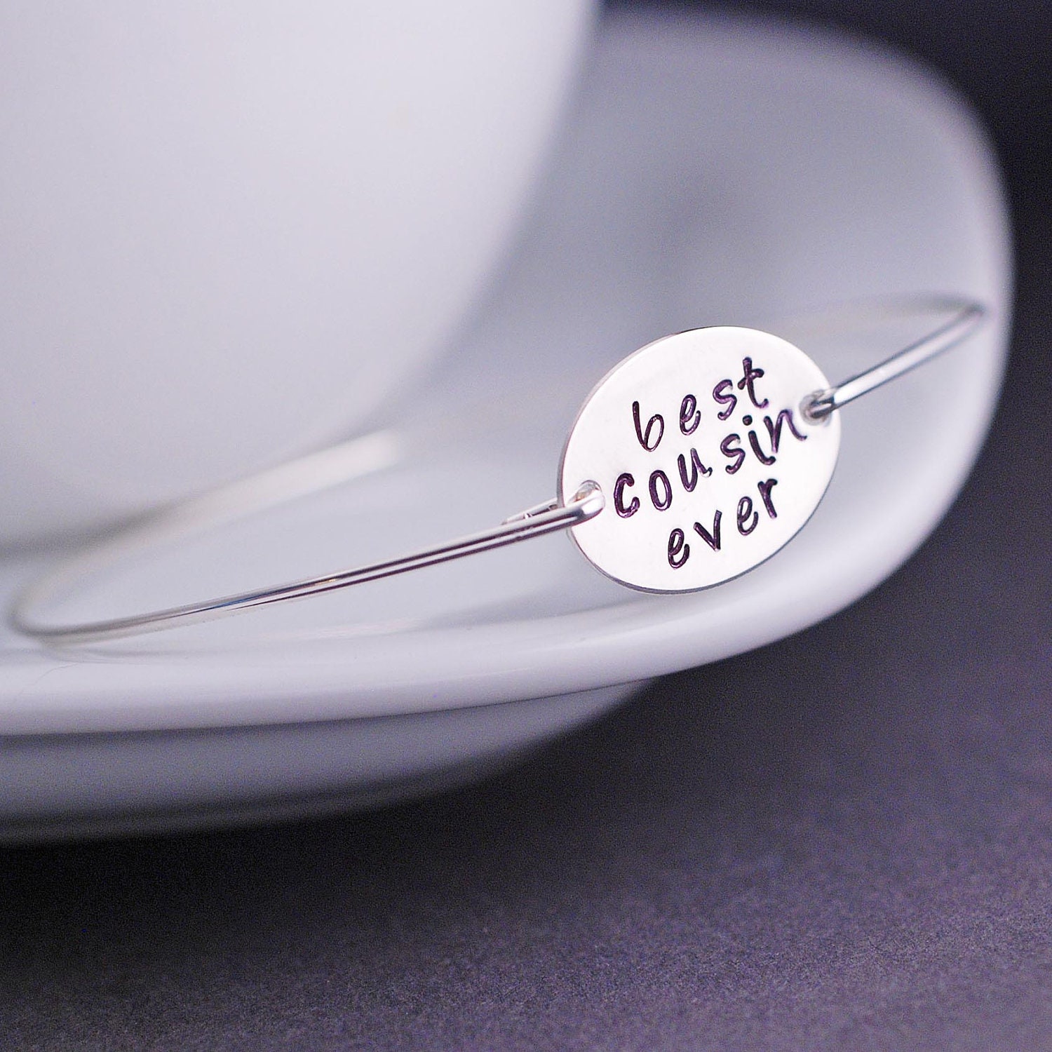 Cousin Bracelet, Best Cousin Ever, Family JEwelry, Sterling Silver Bangle Bracelet, Christmas Gift