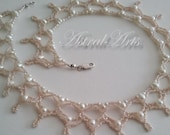 AstralArts- Blushing Bride Glass Lace & Pearls Necklace