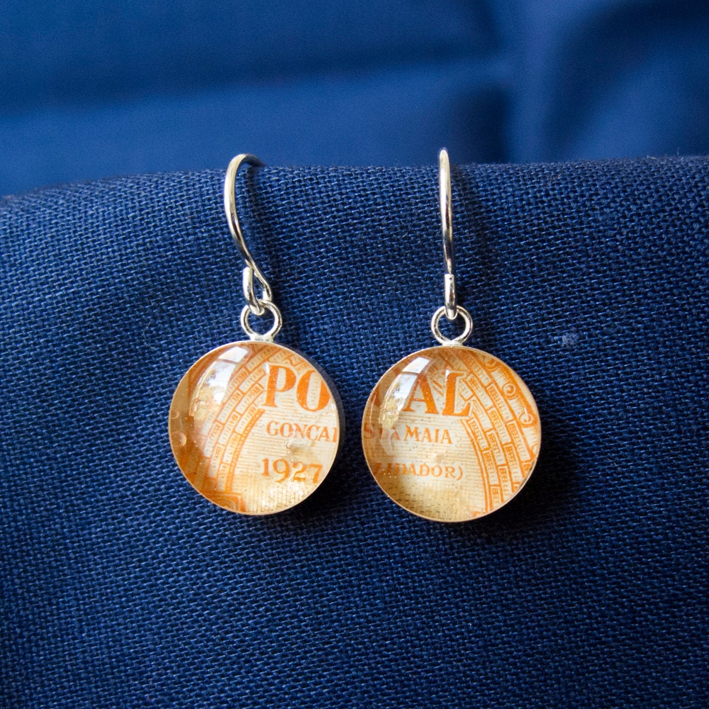 Portuguese Postage Stamp Drop Earrings
