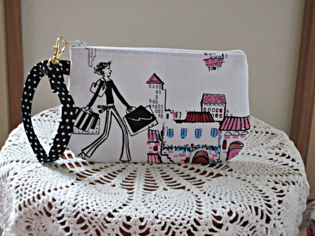 Wristlet Zipper Gadget Pouch Purse in Girls Love to Shop