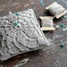 Linen pincushion - crochet motif -- natural