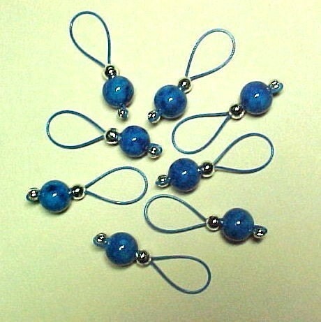 Turquoise  Fossil Beads - Select Your Size Stitch Markers - Set of 8 - Item 558