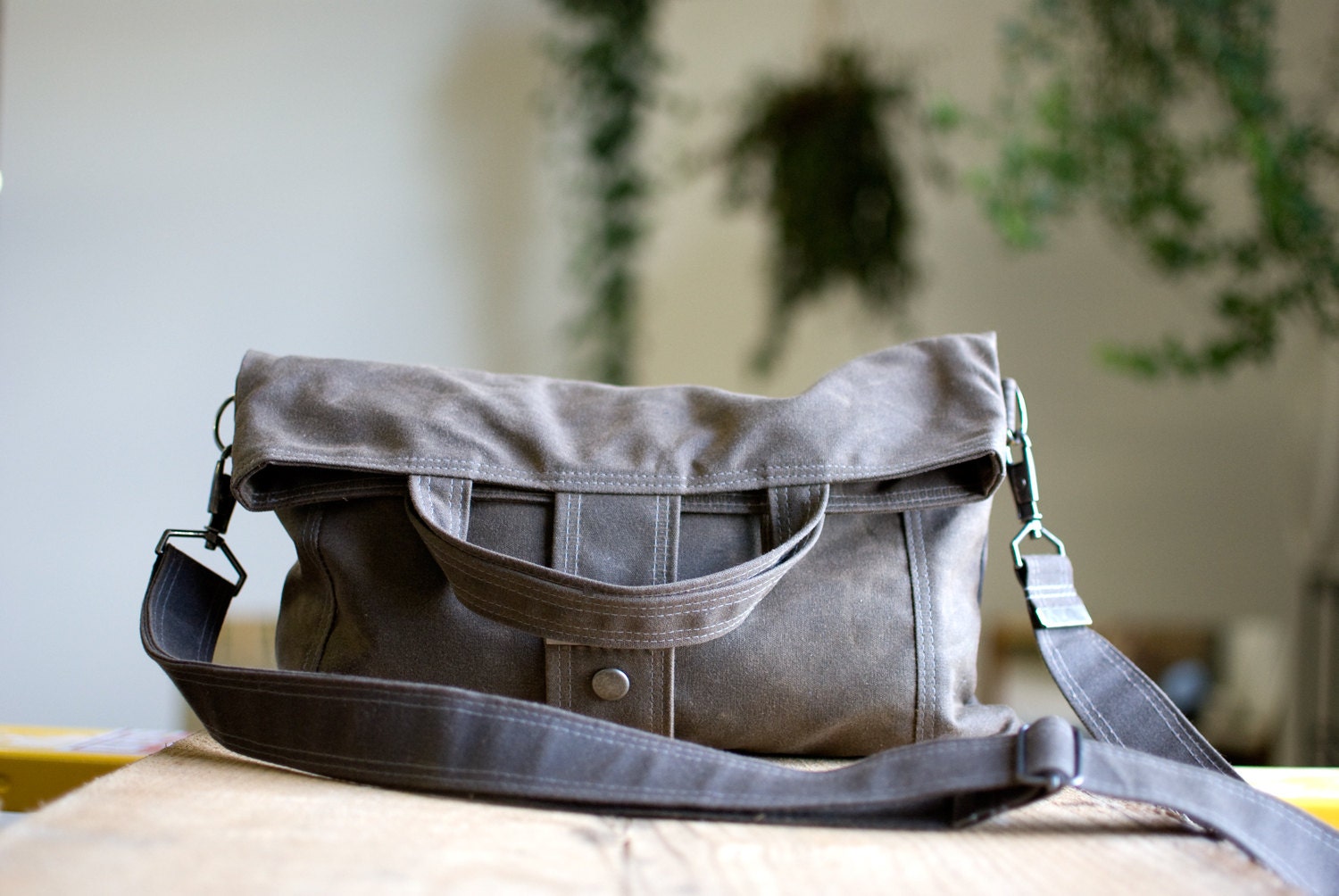 The Paperback in brown waxed canvas