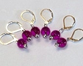 Crochet Stitch Markers, Knitting Stitch Markers, Removable Fuschia Czech Glass Set of 6