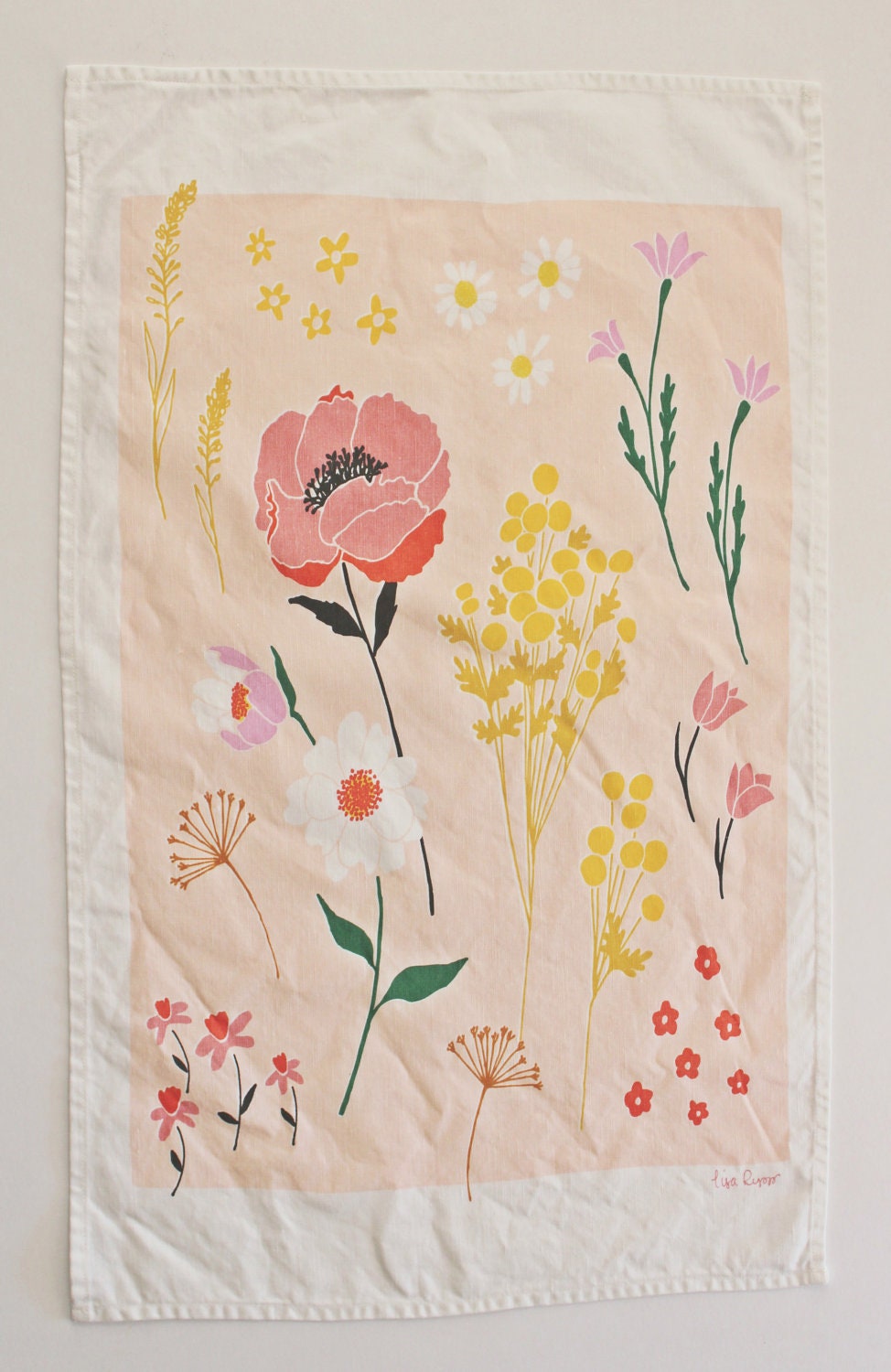 Pink Floral Dishtowel