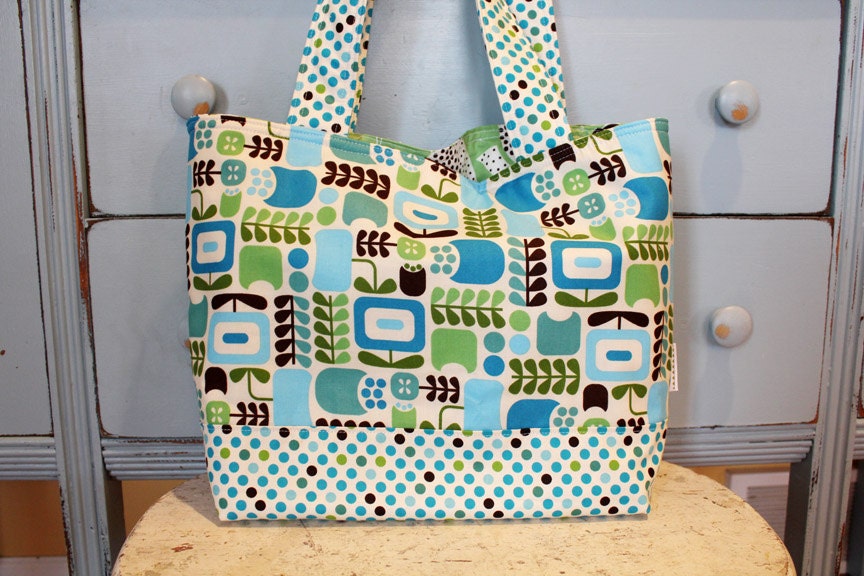 Diaper Bag by PETUNIAS Reversible Large Flower  - tote bag purse market tote laptop gym sack gift baby shower nappy everyday ready to ship
