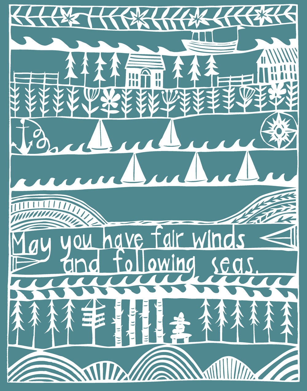 following seas turquoise archival print