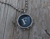 Letter F Vintage Typewriter Key Necklace