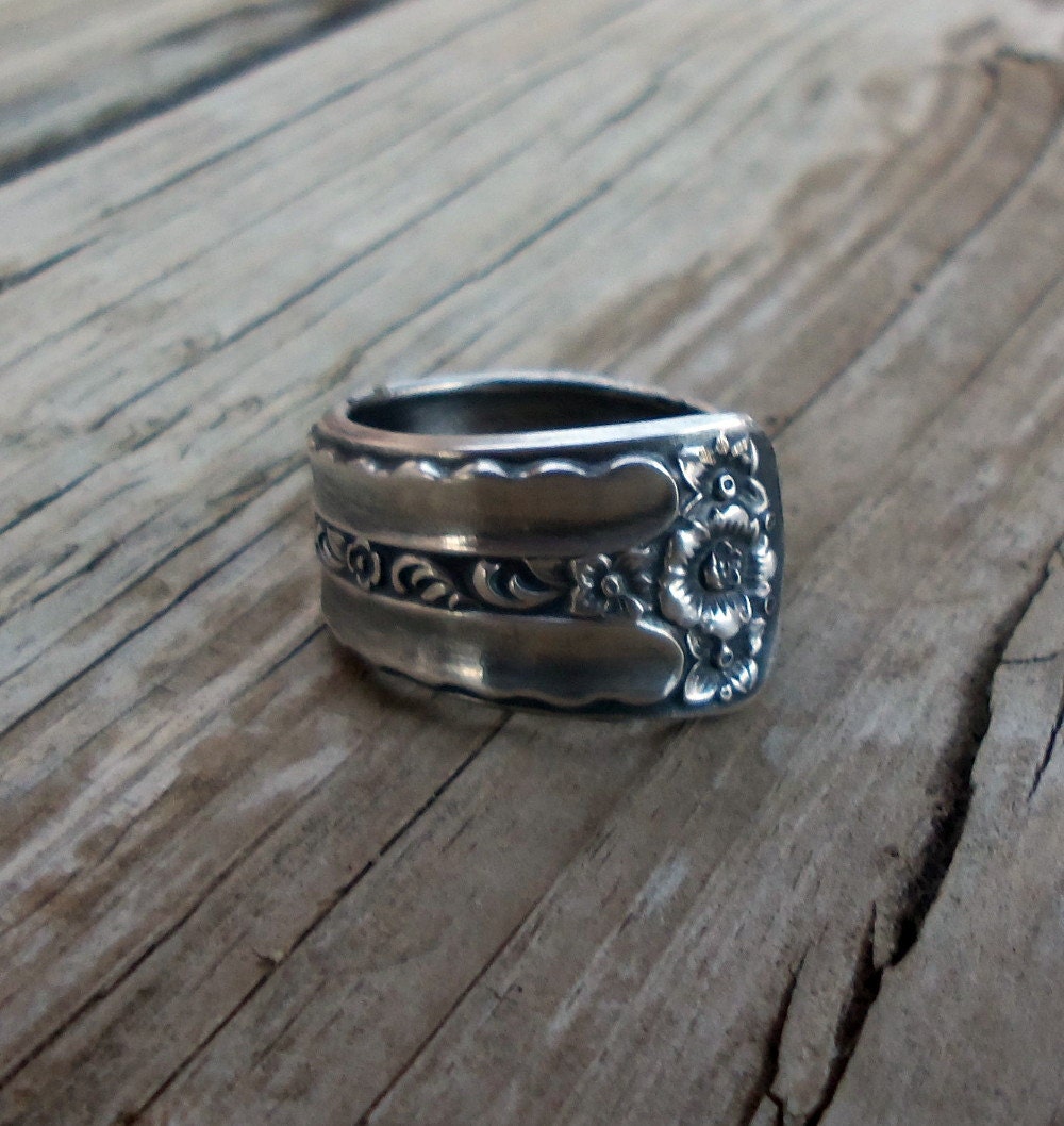 Vintage Silver Spoon Ring Size 7 Spring Bouquet