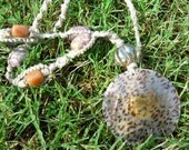 natural color hand knotted gemstone and shell hemp necklace SALE