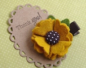 Wool Felt Flower Hair Clip - Fun Autumn Clippie - Black Eyed Susan Felt Flower