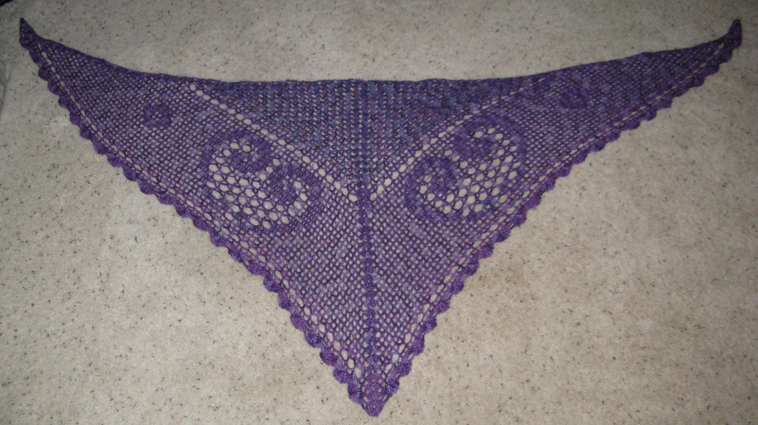 Lavender Crochet Shawl - hand crocheted from cotton fingering weight