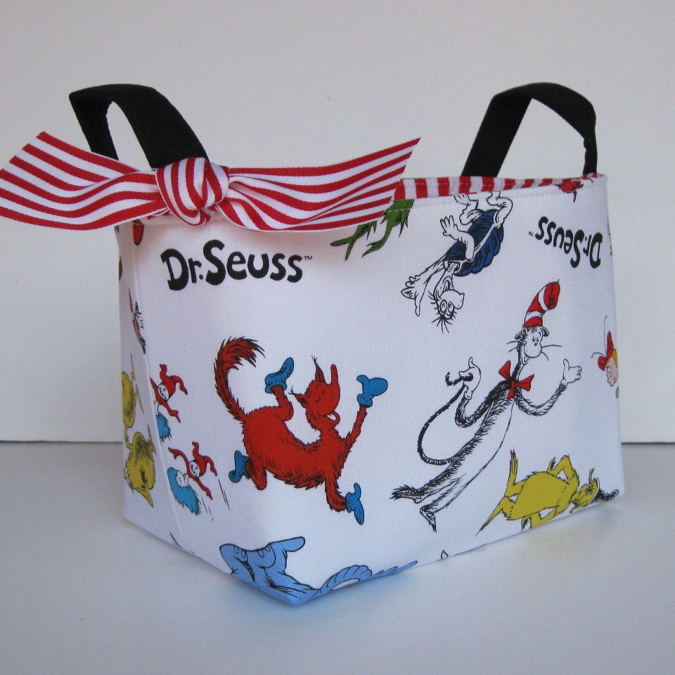Storage Fabric Organizer  Bin Basket - Cat in the Hat - Character Toss - Dr. Seuss