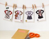 Clara Paper Doll Clothes, Dress-Up Clothes - Single Outfit Cards, Set B