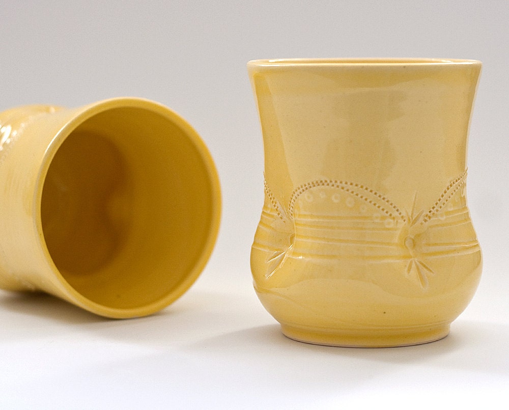 Tumblers - Cups - Pair of Wine Cups - Yellow