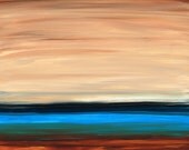 Earth Tone Blue Black Brown Copper Abstract Landscape Modern Contemporary Sky Perfect Calm Zen Yoga Art Artwork Canvas Ready To Hang