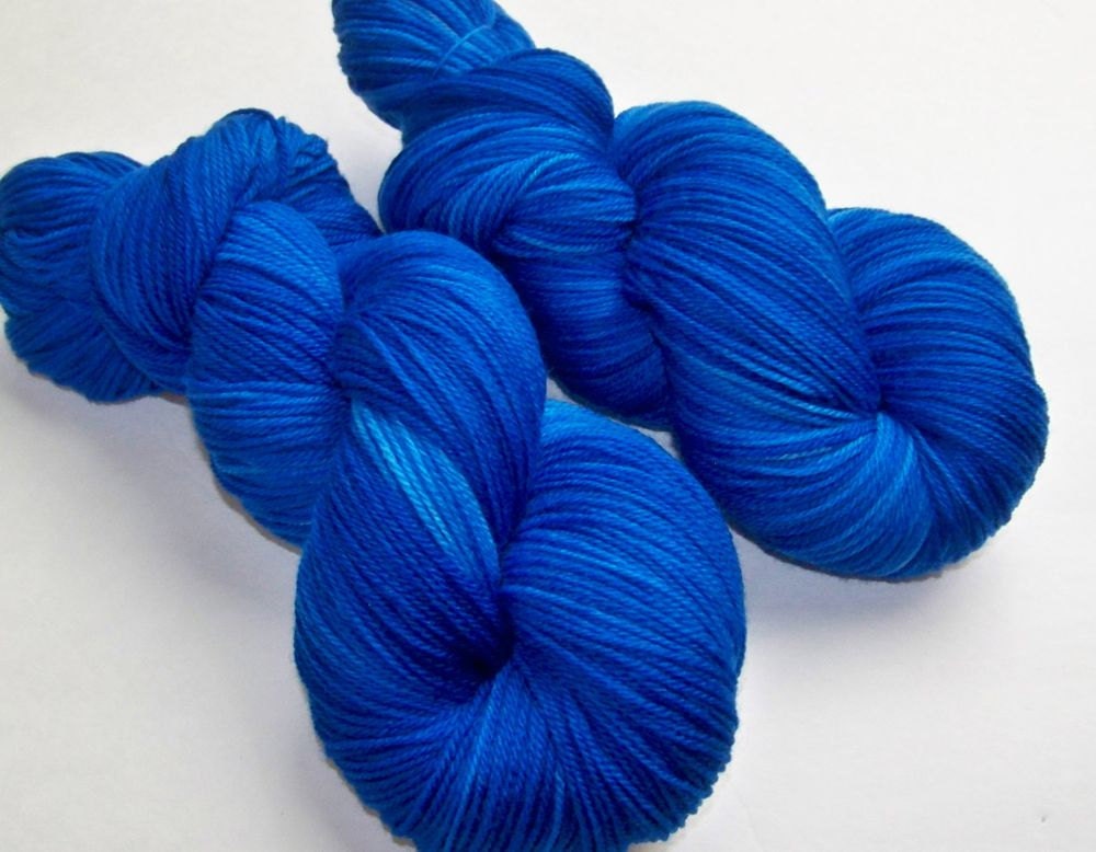 Hand Painted Ultra Merino Superwash Sock Fingering Yarn -- Doctor Who: Tardis
