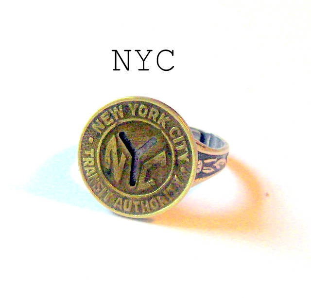 Vintage New York City Transit Tokens Ring adjustable