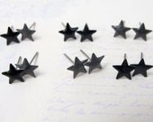 Vintage Enamel Black and Grey Star Stud Earrings (6 Pairs) (J569)