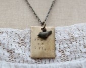 and so i fly . a hand stamped soul mantra bird necklace