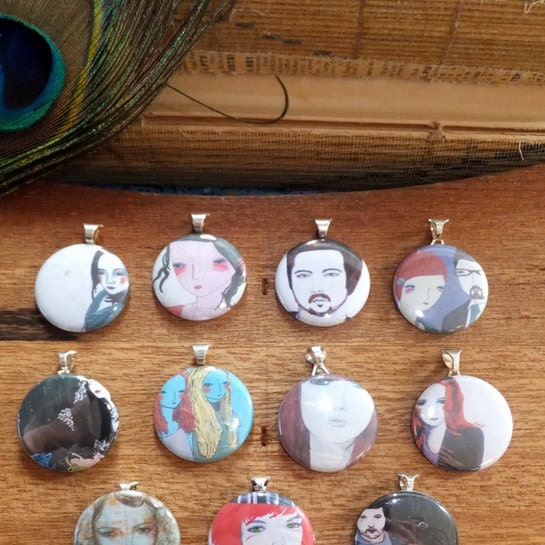 SALE Illustrated necklace pendants - you choose the designs you like