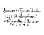 Beautiful Hand Calligraphy Custom Return address rubber stamp Parisian