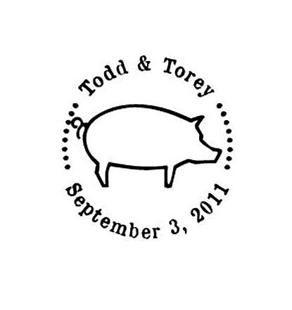 Wedding Pig Hog custom rubber stamp save the date