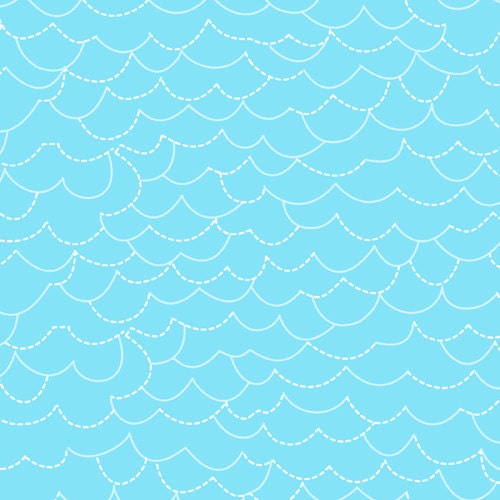 Kelly Lee-Creel, Storybook Lane, Curvy Stripe Blue (Color T) Fabric -  By the Yard