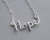 Hope necklace (sterling silver wire word) American Cancer Foundation donation